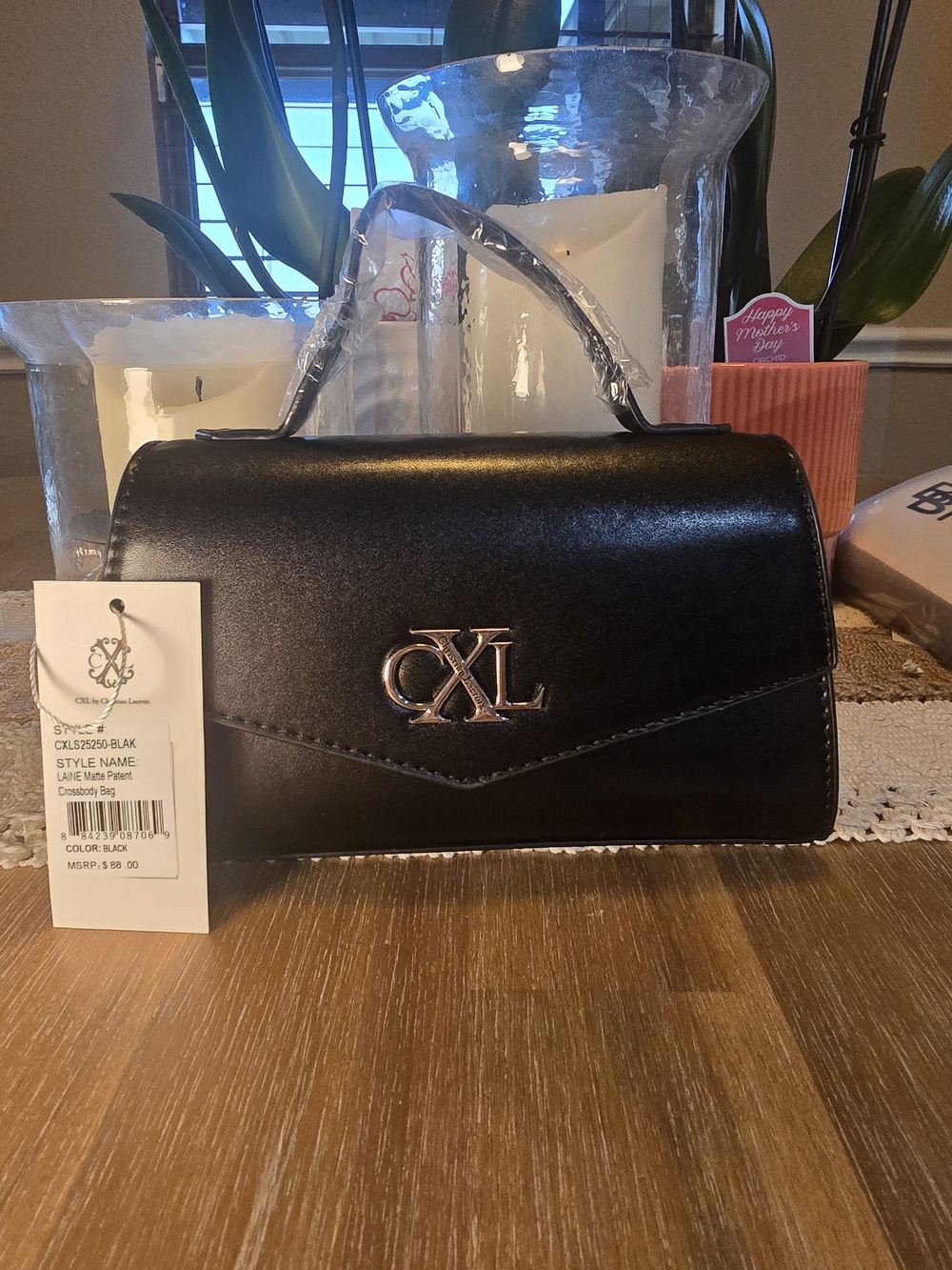 CXL Christian Lacroix Matte Black Top-Handle Crossbody Bag